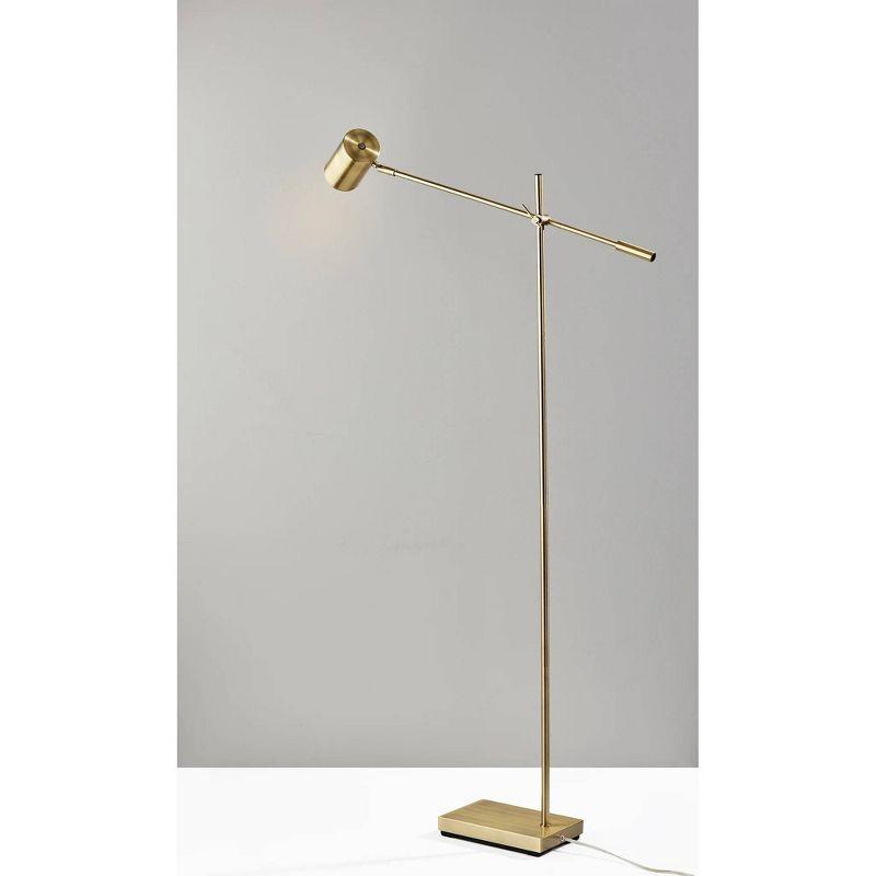 Antique Brass Adjustable LED Floor Lamp with Touch Dimmer