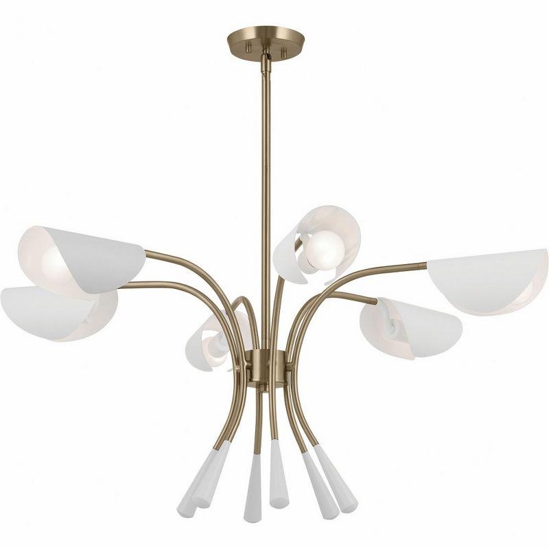 Arcus 39.25" Champagne Bronze and White 6-Light Chandelier