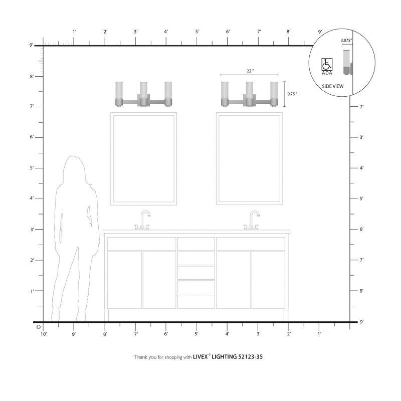 Livex Lighting Weston 3 - Light Vanity in  Polished Nickel