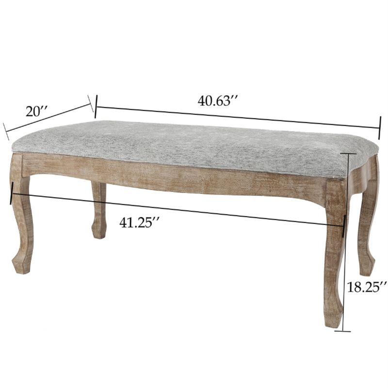LuxenHome Upholstered Gray Linen Entryway and Bedroom Bench