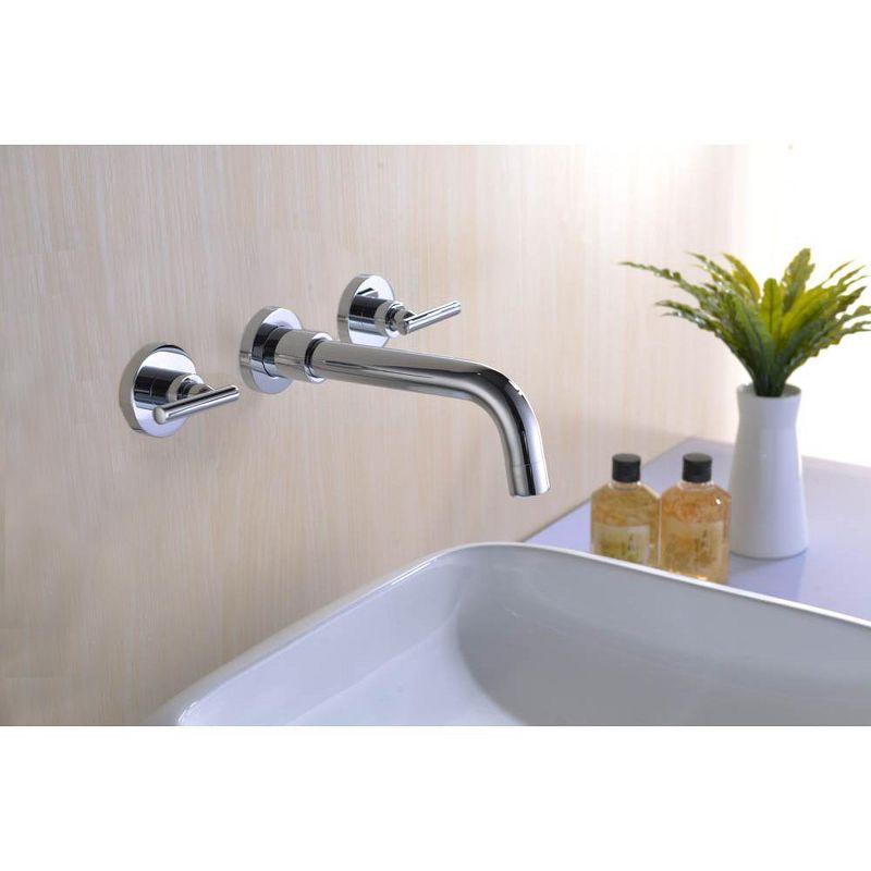 Chrome Wall-Mounted Bathroom Sink Faucet with Dual Handles