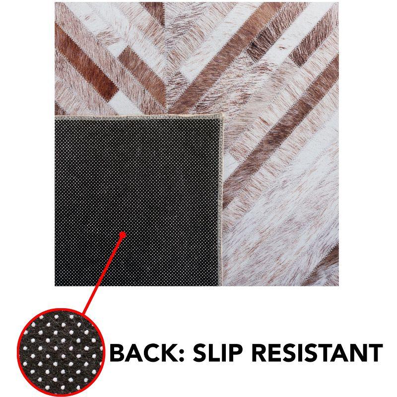 Faux Hide FAH526 Power Loomed Machine Washable Indoor Area Rug - Beige/Brown - 4'x6' - Safavieh