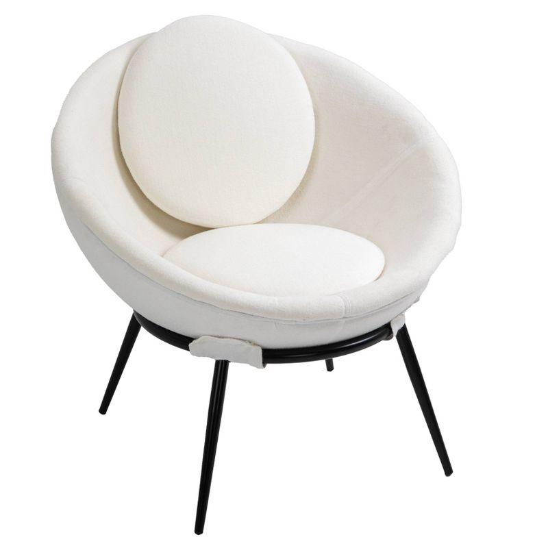 White Fiberglass Bowl Accent Chair with Cushions