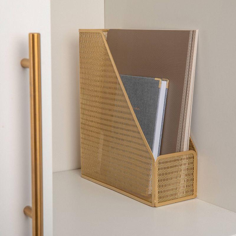 Martha Stewart Mesh Metal Single Slot Magazine File Holder Gold