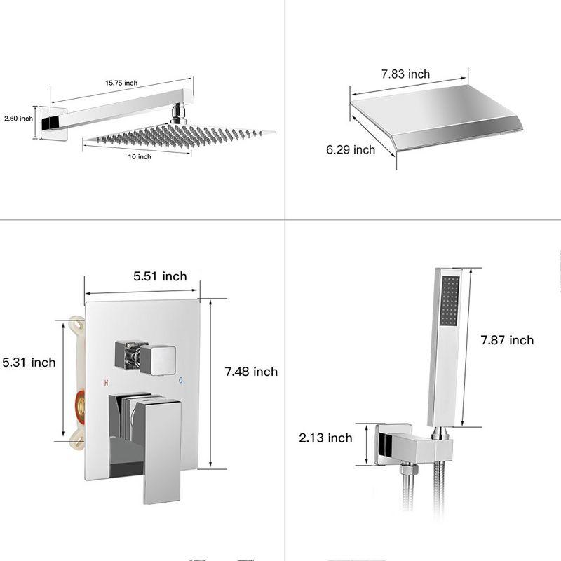 12-Inch Chrome Square Rain Shower System with Handheld and Valve