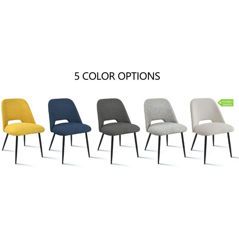 Edwin 21.6" Wider Seat Light Gray Upholstered Dining Chairs Set Of 2,Modern Kitchen Armless Dining Chair With Black Metal Legs-Maison Boucle