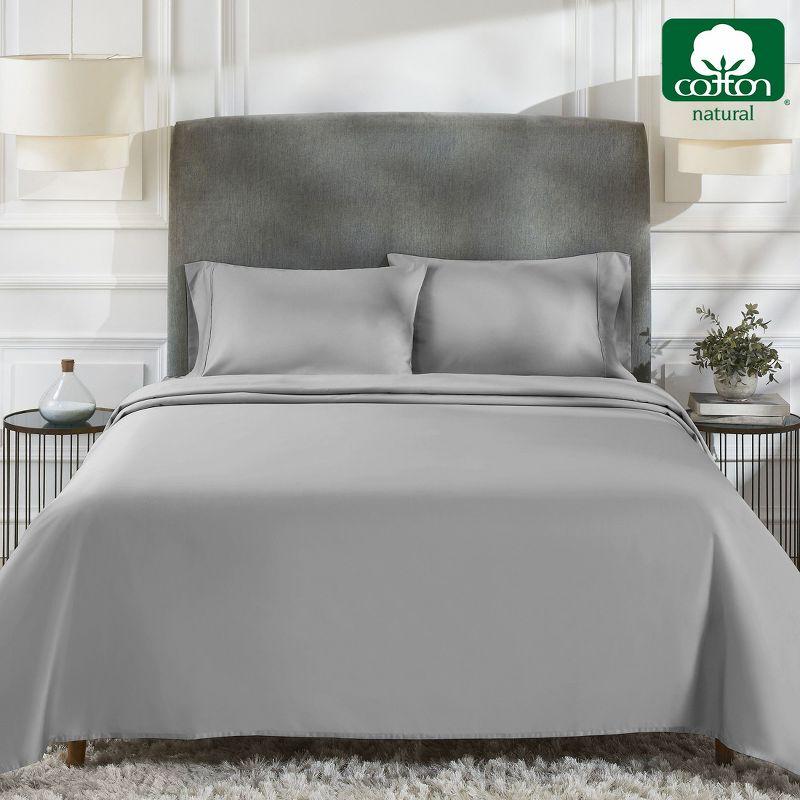 Light Gray King Sheets - 100% Pure Cotton, 400 Thread Count Sateen Sheets, Deep Pocket 4 Piece Ultra Soft Bedding - California Design Den