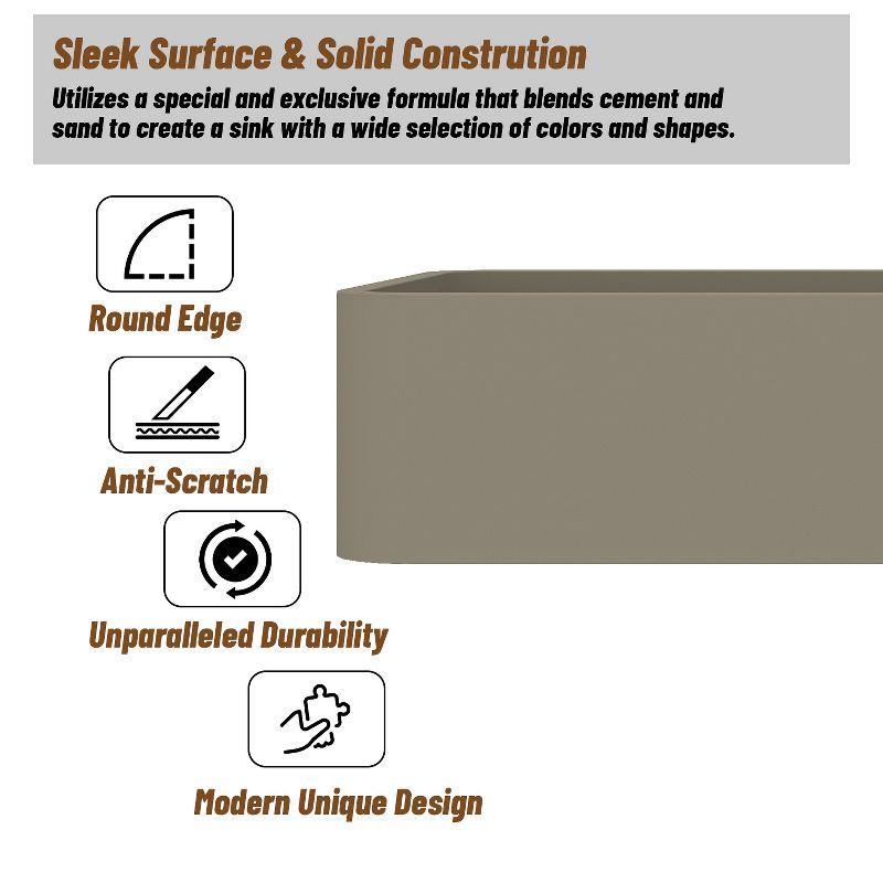CASAINC Maple 12.79'' Concrete Rectangular Bathroom Sink