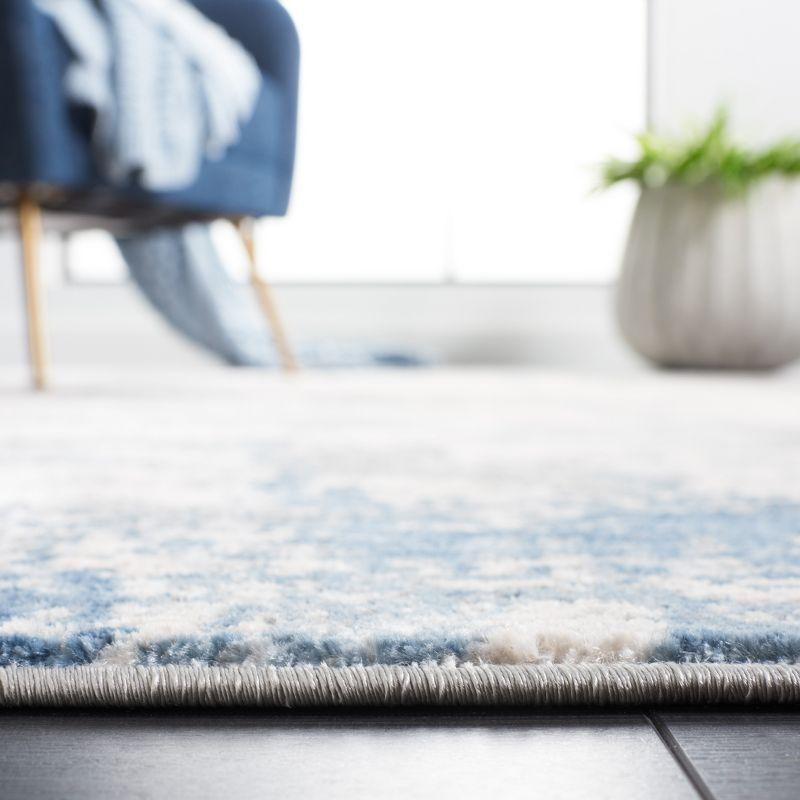 Blue and Gray Abstract Non-slip Synthetic Area Rug