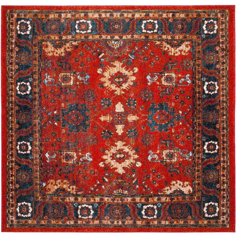 Vintage Hamadan VTH214 Power Loomed Indoor Area Rug - Orange/Blue - 6'7"x6'7" - Safavieh
