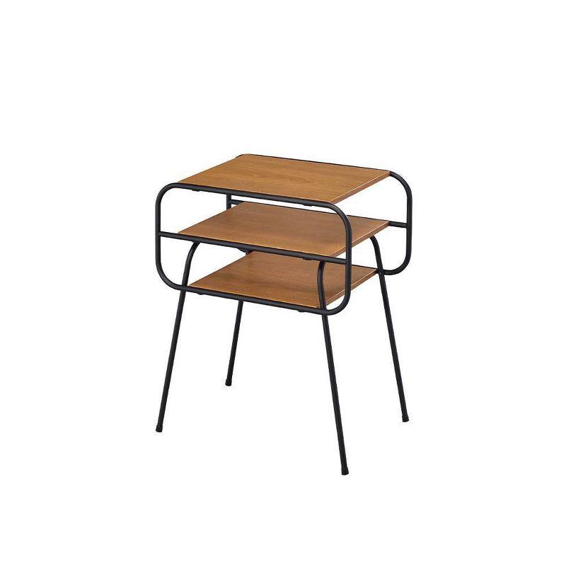 20" Kaseko Accent Table Oak/Black Finish - Acme Furniture: Space-Saving, Open Shelf Design