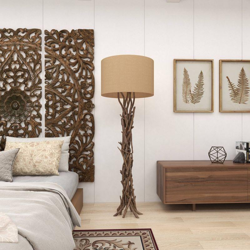 Rustic Floor Lamp Beige - Olivia & May: Natural Driftwood Design, Indoor Use, E26, 59" Post