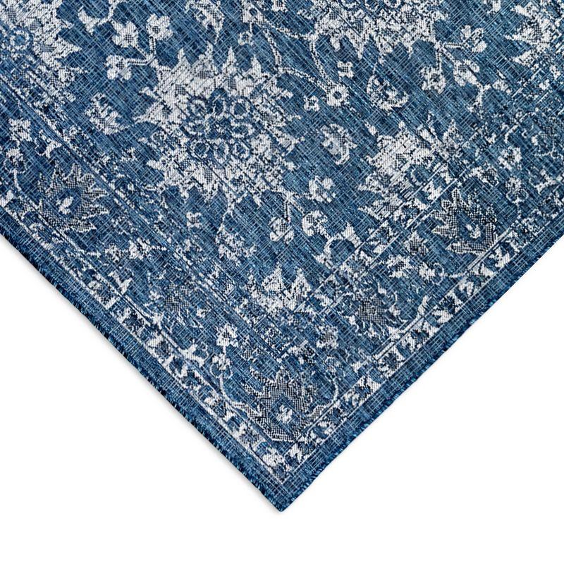 Liora Manne Carmel Vintage Floral Indoor/Outdoor Rug Navy 7'10" Round
