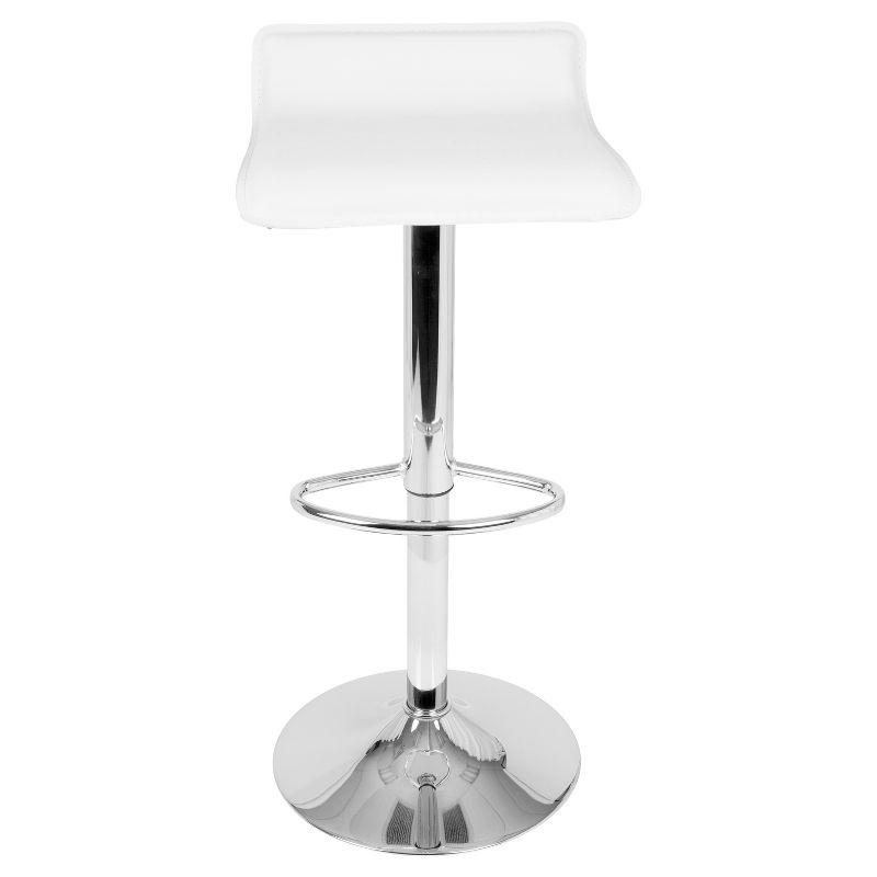 Contemporary White Leatherette Adjustable Swivel Barstool, 16"