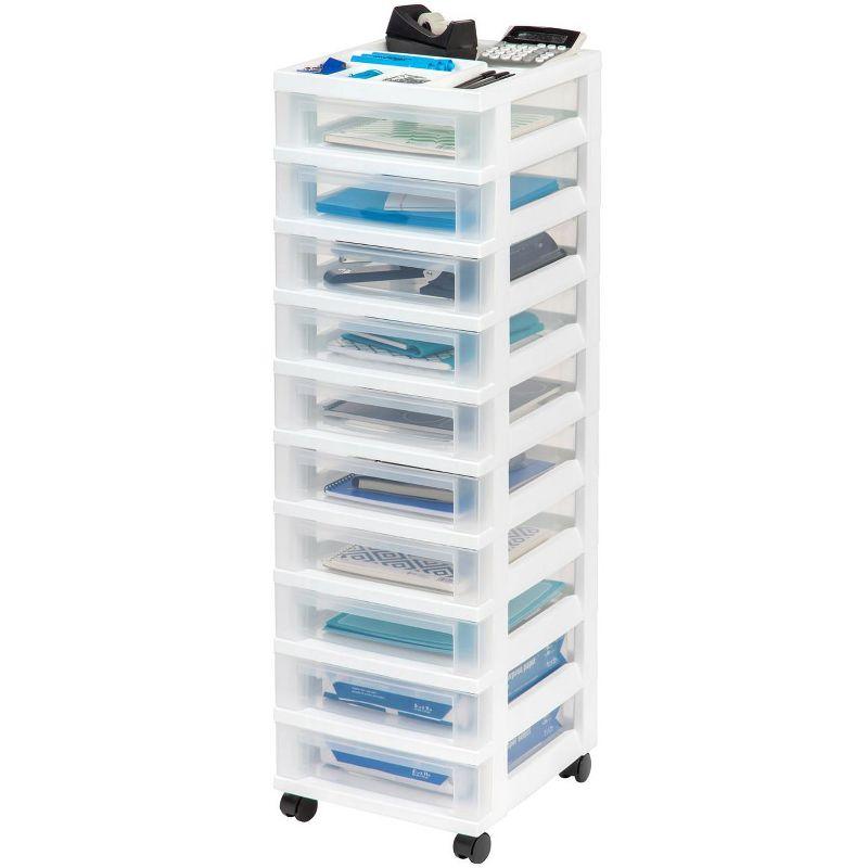 White Clear 10-Drawer Plastic Rolling Storage Cart