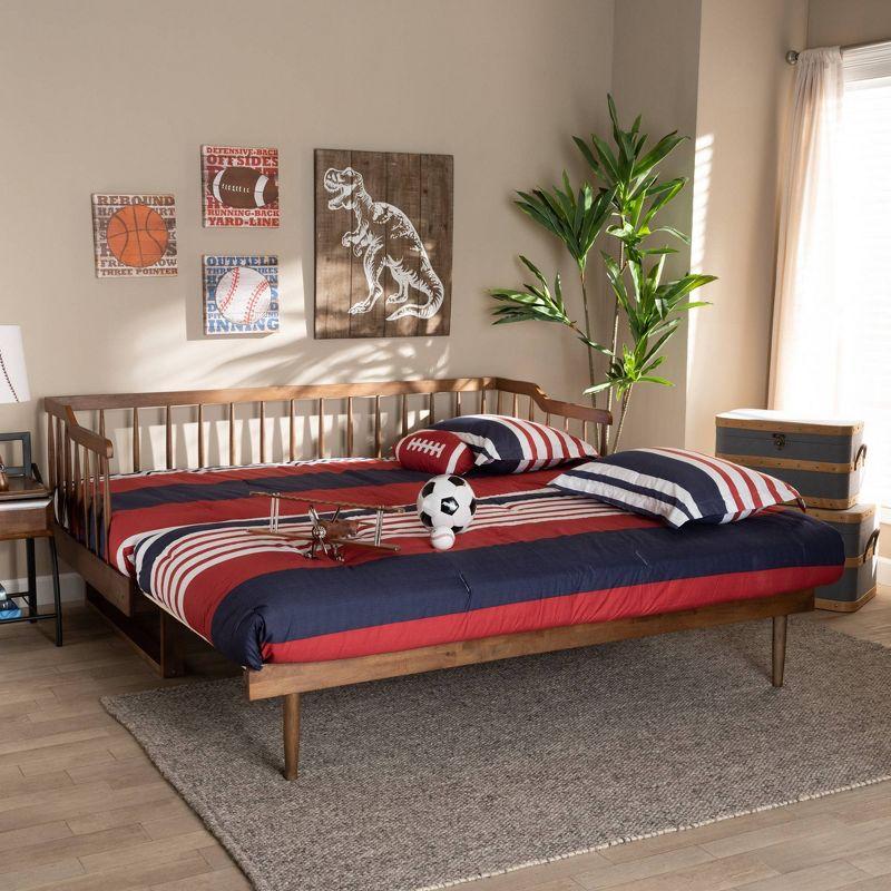 Twin to King Muriel Expandable Spindle Daybed Walnut - Baxton Studio: Contemporary Unupholstered, No Box Spring Needed