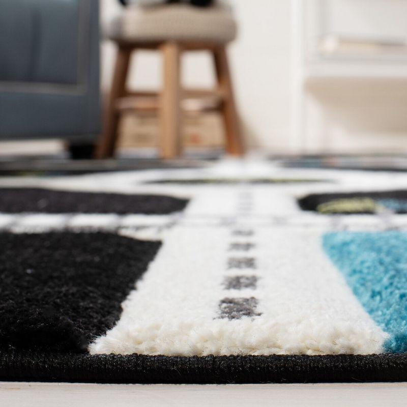 Carousel Kids  CRK192 Loomed Indoor Area Rug - Black/Ivory - 5'3"x5'3" - Safavieh
