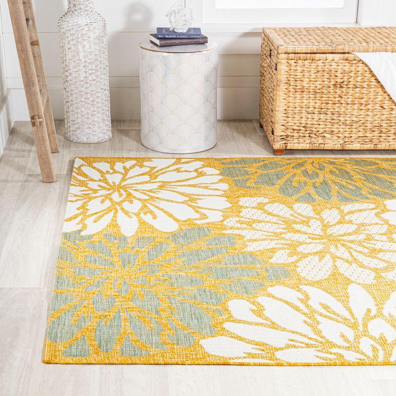 Reversible Gray Floral Synthetic 3x5 Area Rug