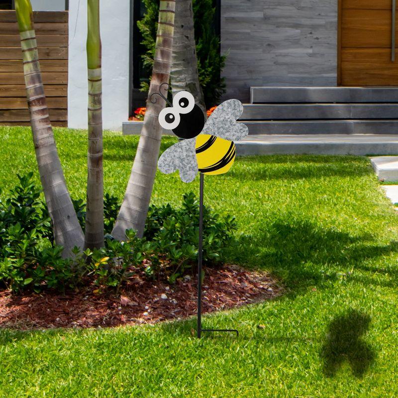 Charming 23" Black and Yellow Metal Bee Garden Stake