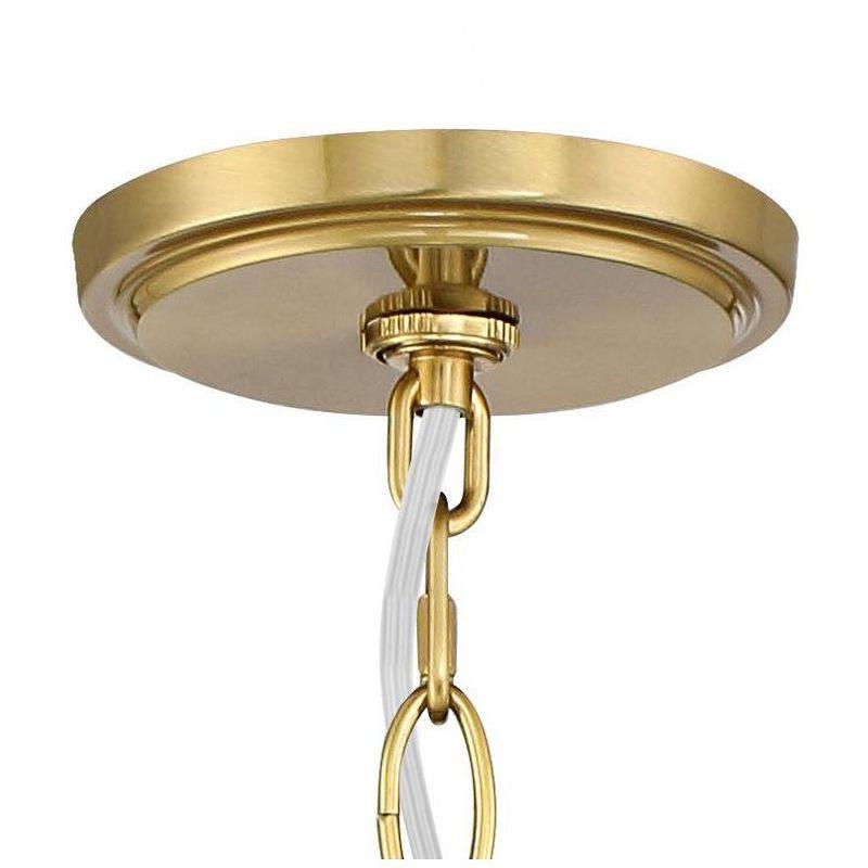 Possini Euro Design Sydney Warm Brass Drum Chandelier 25" Wide Modern Clear Gold Organza Shade 6-Light Fixture for Dining Room House Kitchen Island