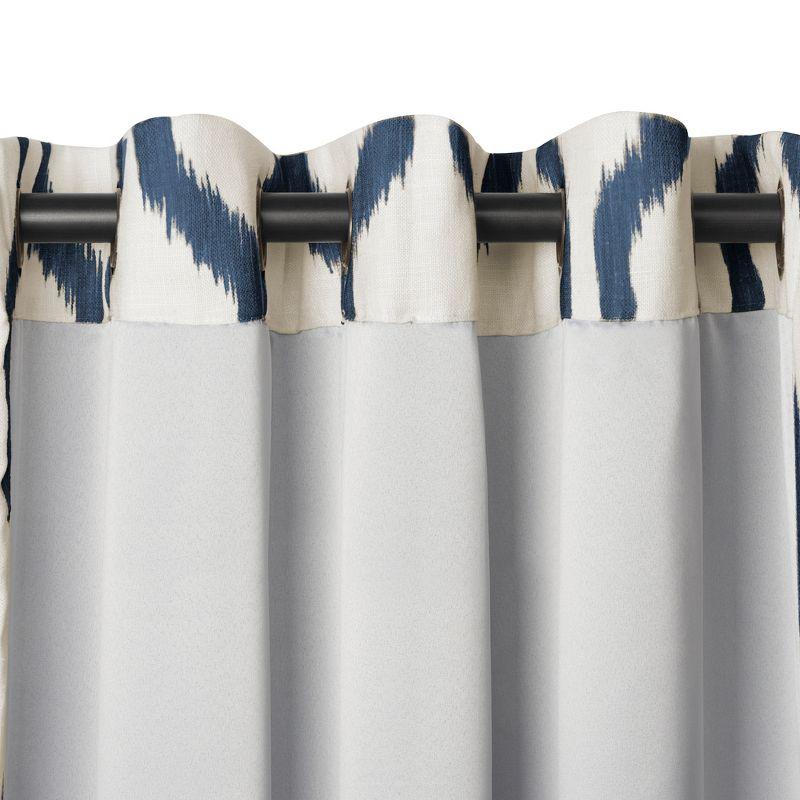 Renzo Ikat Geometric Linen Room Darkening Single Window Curtain Panel - 52" x 95" - Indigo - Elrene Home Fashions