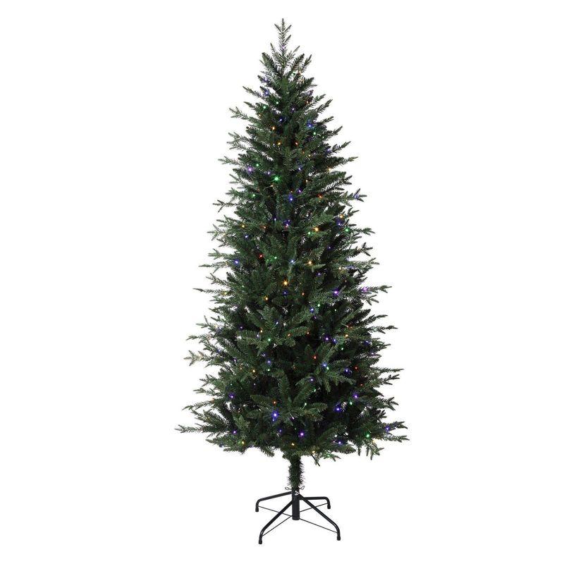 6.5' Green Fir Artificial Christmas Tree with Multicolor LED Lights