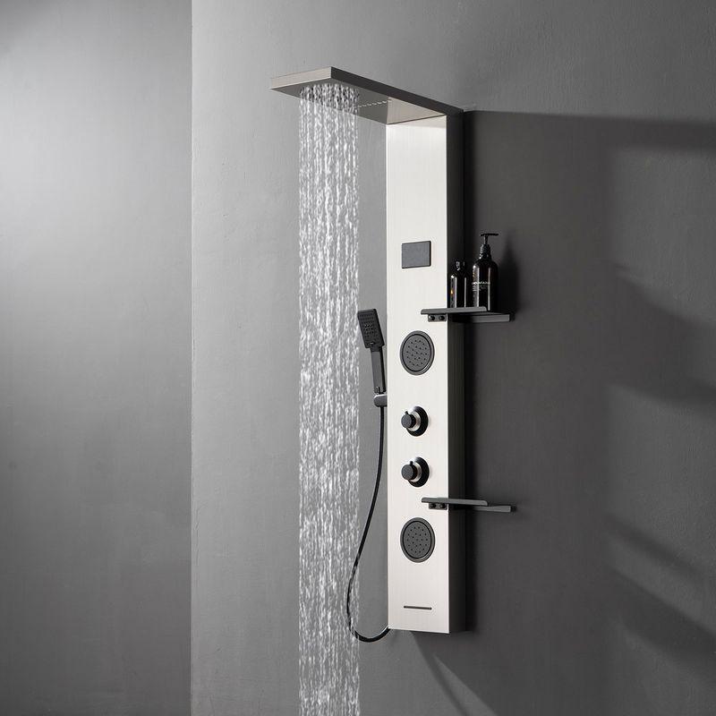 BWE 2-Jet Rainfall Shower Panel System with Rainfall Shower Head, Shelf, STub Spout and LED Light