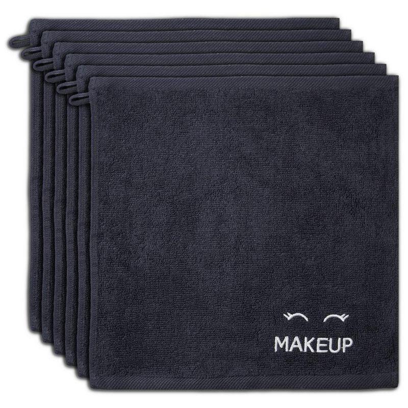 Luxury Hotel Collection Black Makeup Removal Washcloths Bleach Safe | Set of 6 | 13x13