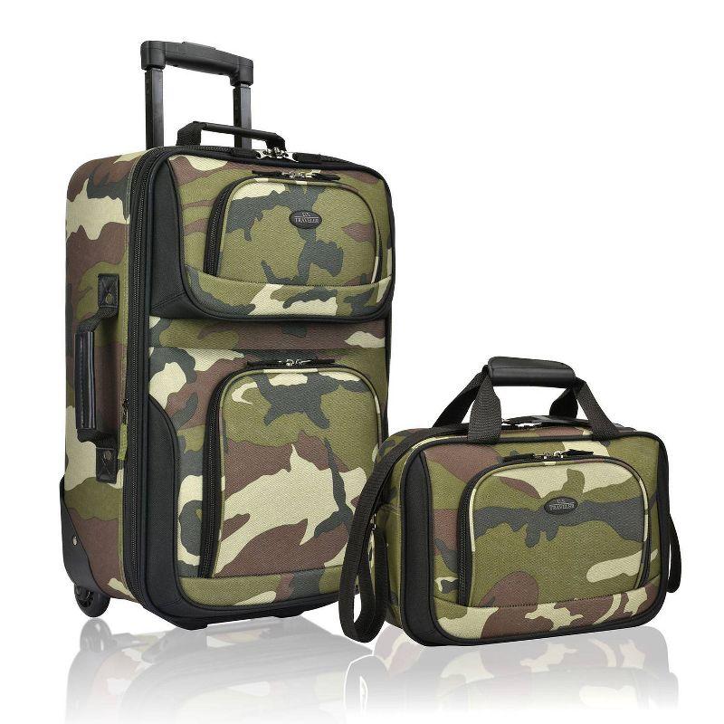 Camouflage 2-Piece Softside Rolling Luggage Set with Tote