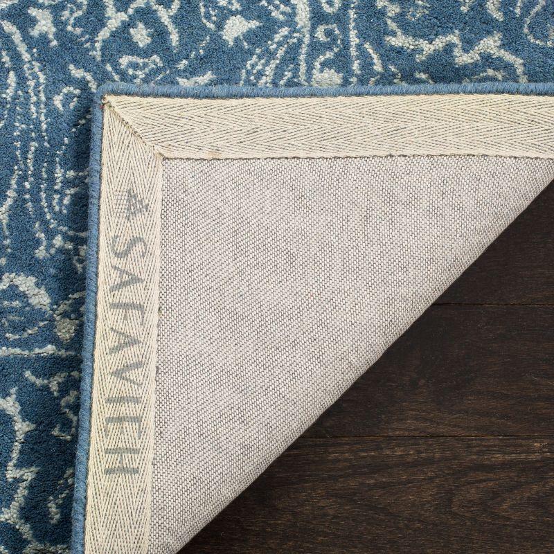 Elegant Grey and Blue Square Wool Area Rug - 6' x 6' Hand-Tufted