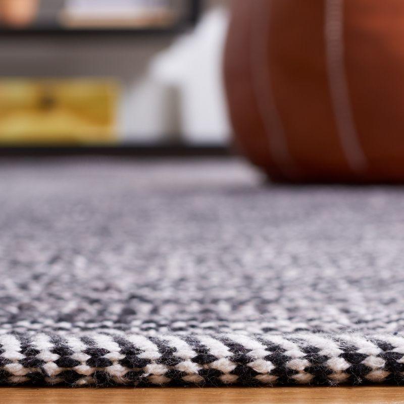 Handwoven Coastal Black Cotton 4' x 6' Flatweave Area Rug