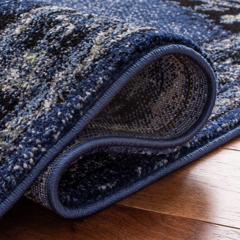 Elysian Blue-Black Hand-Knotted Easy-Care Synthetic Area Rug