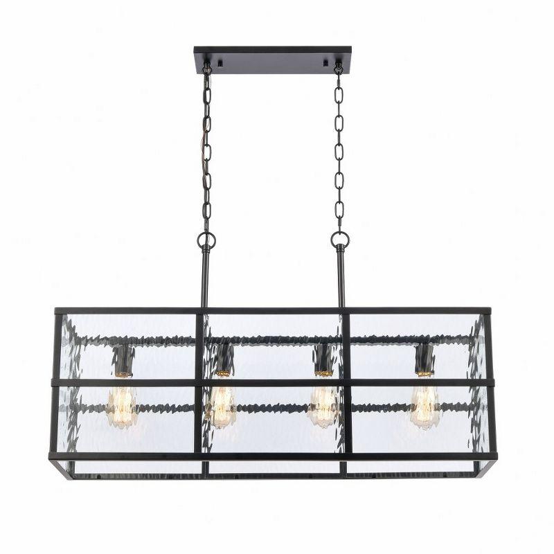 Matte Black and Clear Glass 4-Light Chandelier