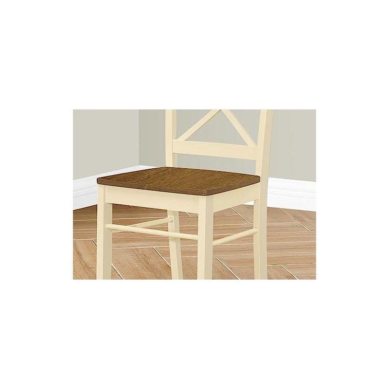 Monarch Specialties Dining Chair Set Of 2 Side Kitchen Dining Room Oak And Cream Wood Legs Transitional