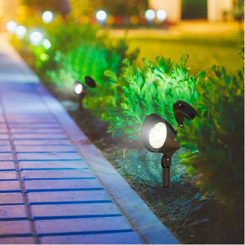 Set of 4 Black Solar Powered LED Outdoor Spotlights