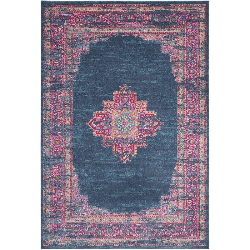 Nourison Passion Medallion Bohemian Indoor Rug Blue 12' x 15'