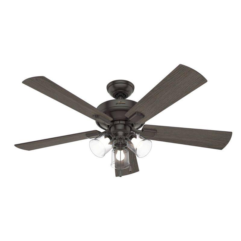 Hunter Fan 52" Crestfield 5 - Blade Modern Farmhouse Indoor Ceiling Fan with Light and Pull Chains