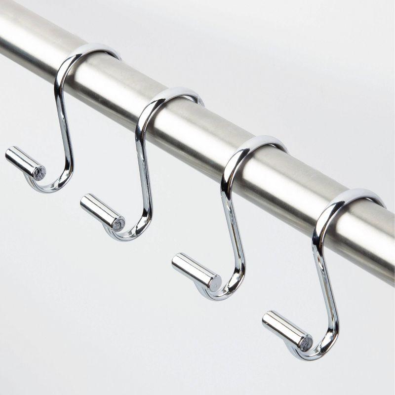 iDESIGN Metal T Bar Shower Curtain Hooks Set of 12 Chrome