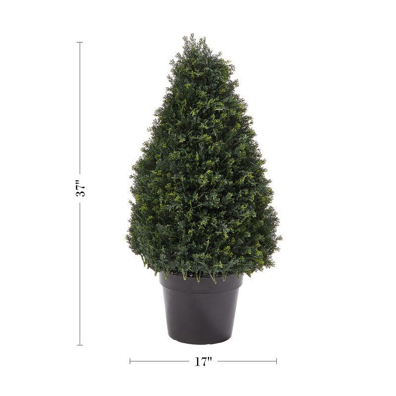 Pure Garden Artificial Cypress Topiary - Faux Plant in Sturdy Pot - Realistic Indoor or Outdoor Potted Shrub