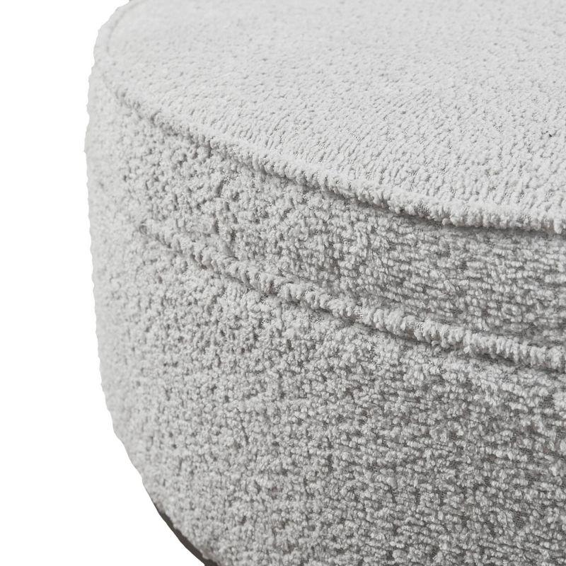 Loring Upholstered Round Cocktail Ottoman with Metal Base Gray - Madison Park: Textured Fabric, Modern Design