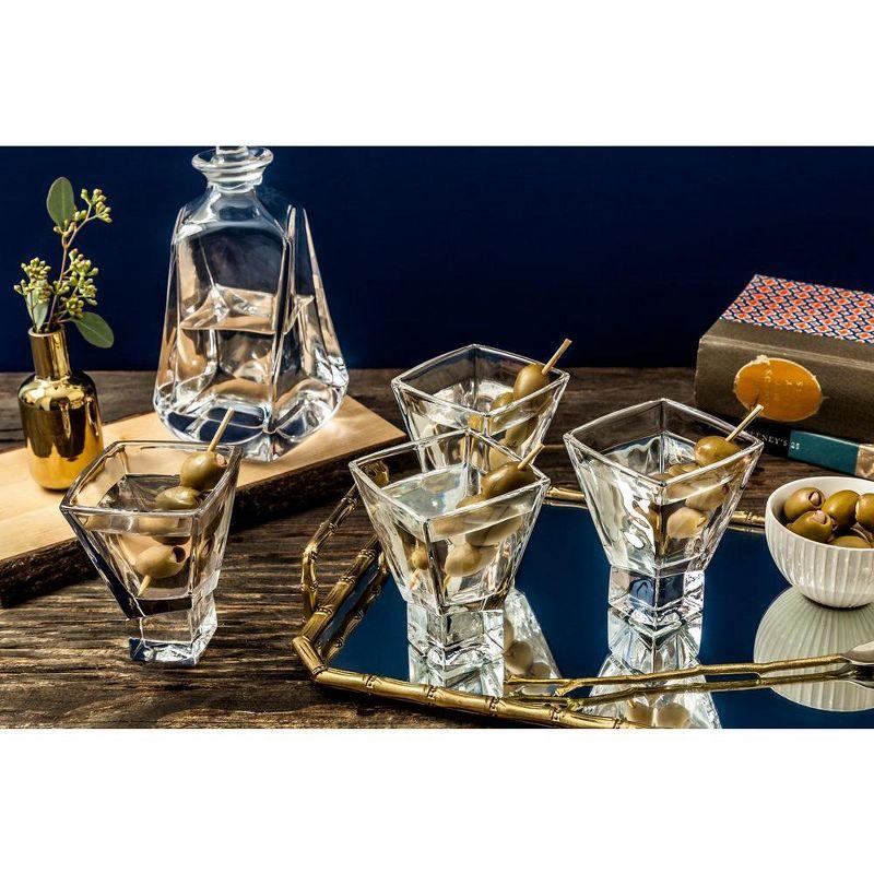 JoyJolt Carre Collection Cocktail Glasses - Set of 4 Square Heavy Base Martini Glass Set - 8-Ounce