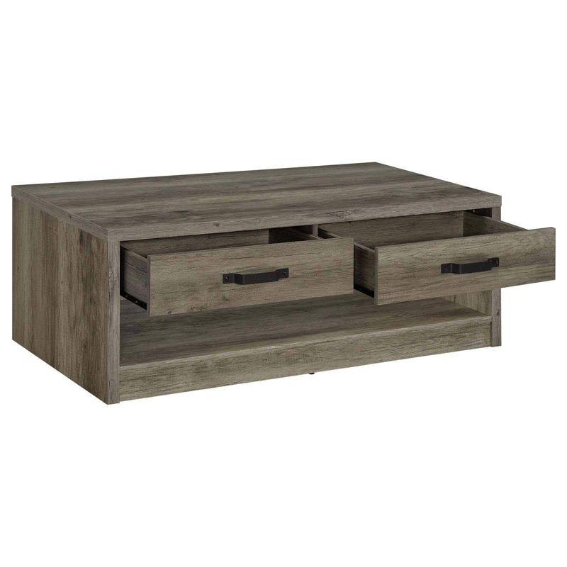 Coaster Felix Farmhouse 2 Drawer Rectangular Wood Coffee Table Gray Driftwood