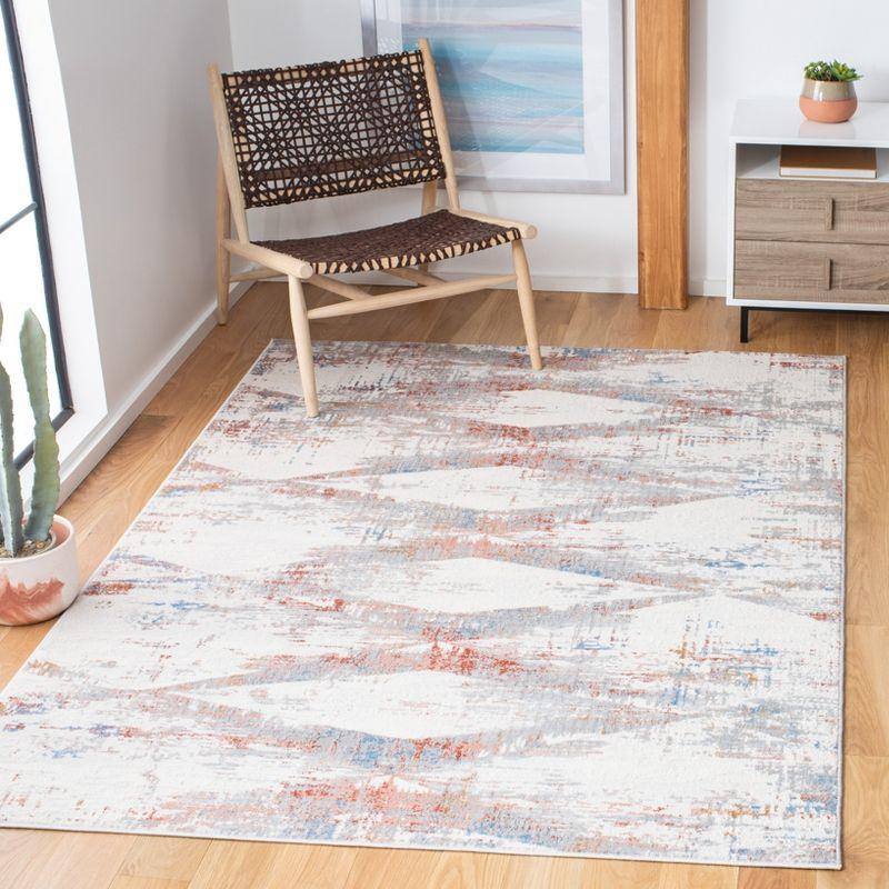 Ivory and Rust Rectangular Synthetic Area Rug