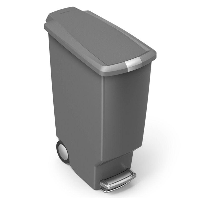 Gray Plastic Slim Kitchen Step Trash Can with Lockable Lid