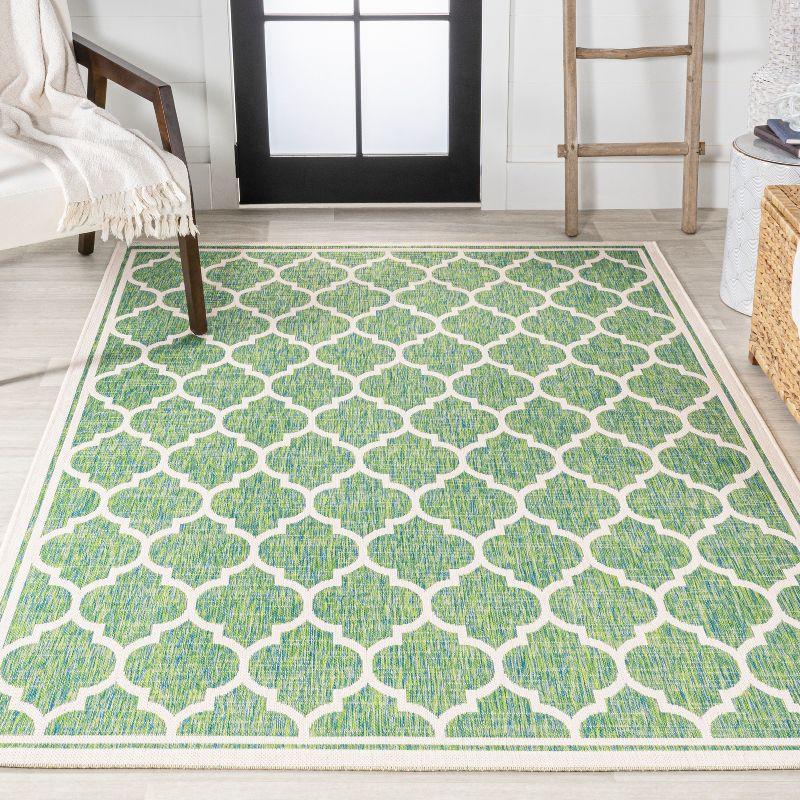 Trebol Moroccan Trellis Textured Weave Indoor/Outdoor Area Rug - JONATHAN Y