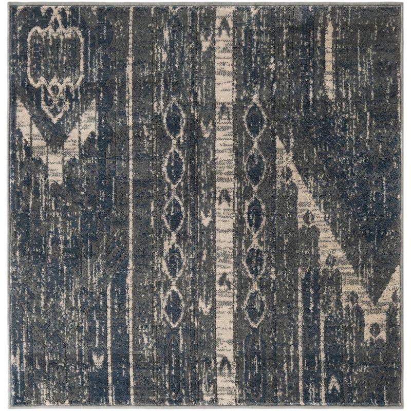 Unique Loom Portland Collection Area Rug - Orford (6' 1" Square Blue Gray/Gray)