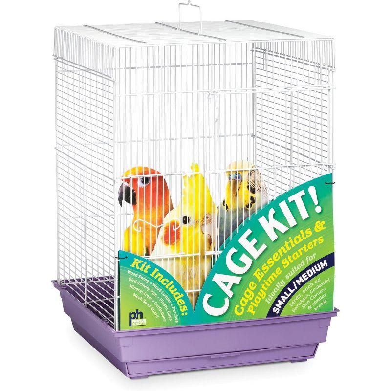 Prevue Purple and White Square Roof Bird Cage Kit