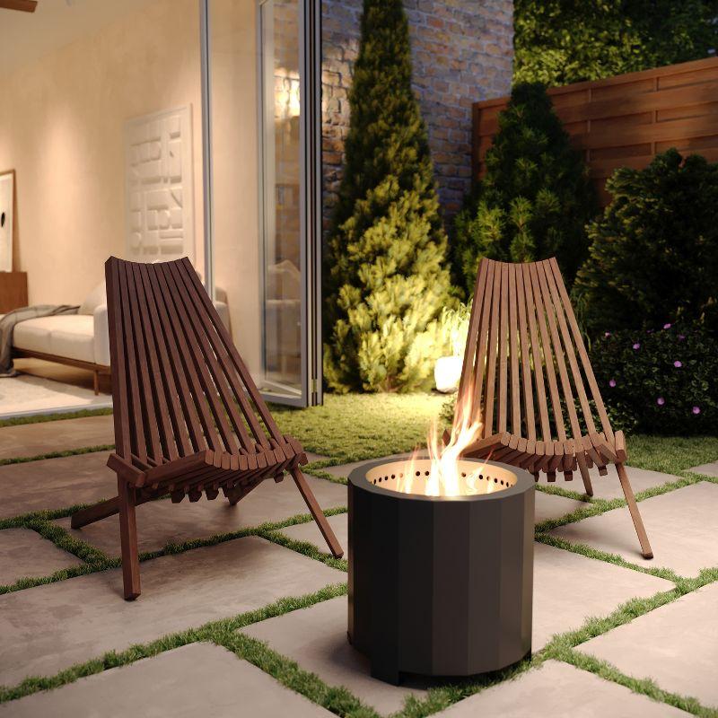 Flash Furniture Delia Commercial Grade Indoor/Outdoor Folding Acacia Wood Chair, Low Profile Lounge for Patio, Porch, Garden, Brown