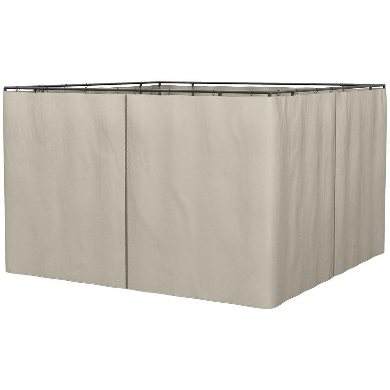 Beige Outdoor Polyester Gazebo Sidewall Set with Hooks