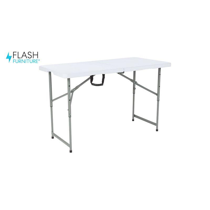 Parker Height Adjustable Bi-Fold Plastic Folding Table with Carrying Handle